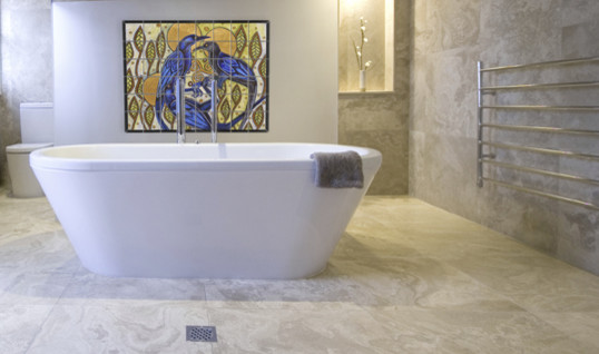 Bird Tile Mural In Modern Bathroom, Bathroom Tile Murals