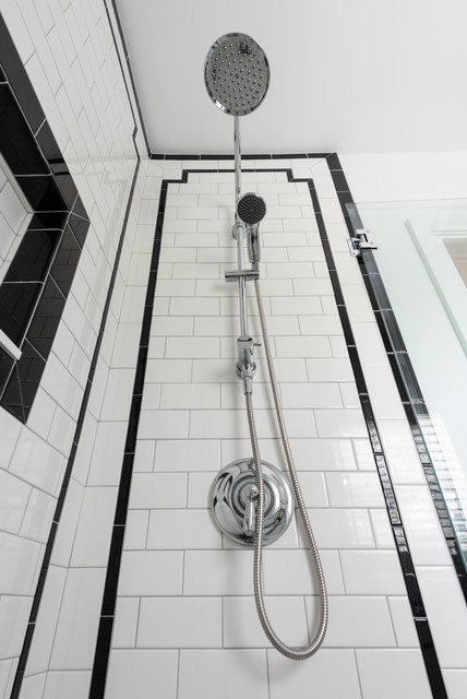 Black And White Art Deco Bathroom Mid Century Badezimmer Providence Von Cypress Design Co Houzz