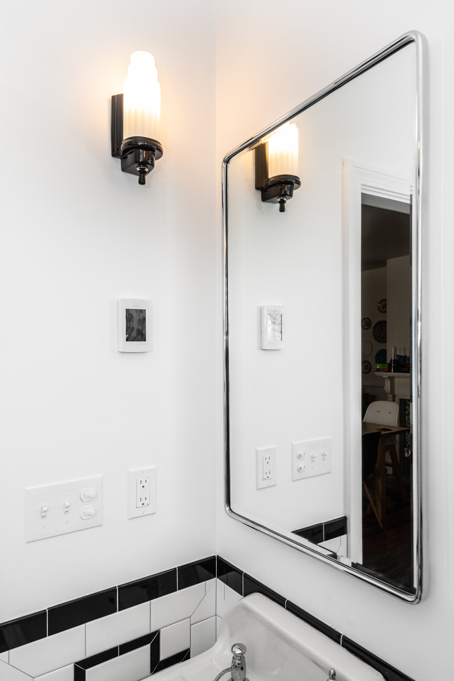 Black and White Art Deco Bathroom Midcentury Bathroom Providence
