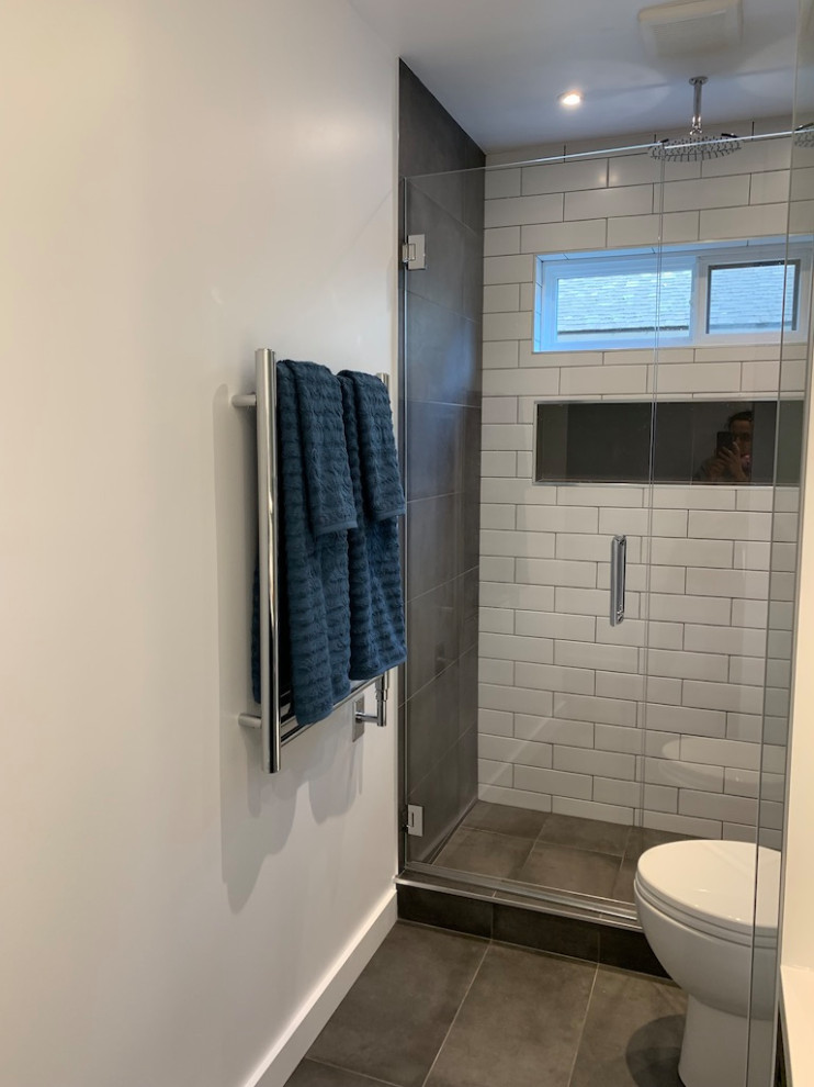 Black and White Ensuite Contemporary Bathroom Vancouver by