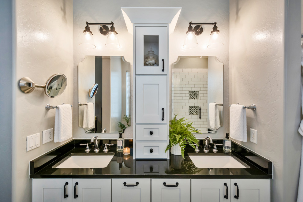 Black and White Master Bathroom - Transitional - Bathroom - Phoenix ...