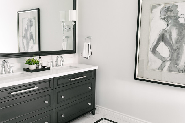 Black and White Master Bathroom - Transitional - Bathroom - Toronto ...