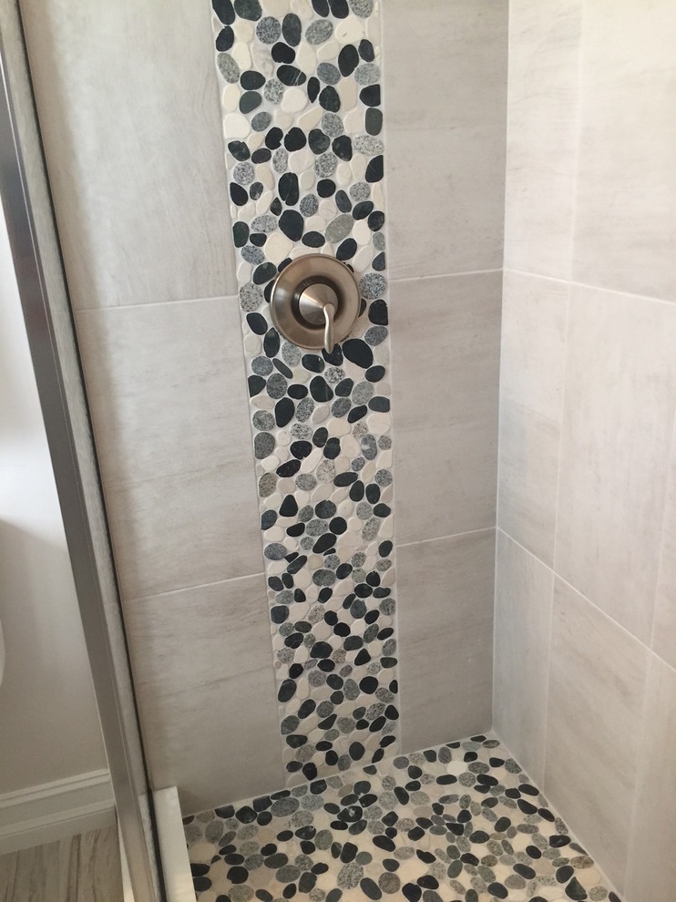Black Lava Rock Shaved Stone Mosaics Contemporary Bathroom Miami 