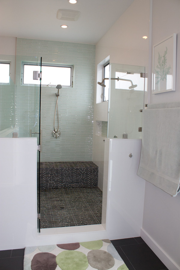 Black Linear Marble Mosaic Tile Leucadia Ca Residence Modern Bathroom San Diego by