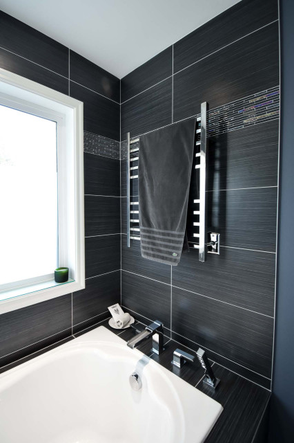 Black Tile Shower And Bath Tub - Modern - Bathroom - Portland - by ...