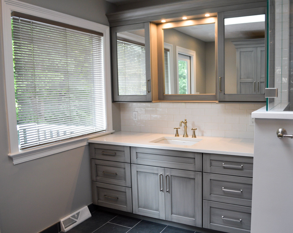 Blue and Gray Master Bathroom Traditional Bathroom Cleveland by