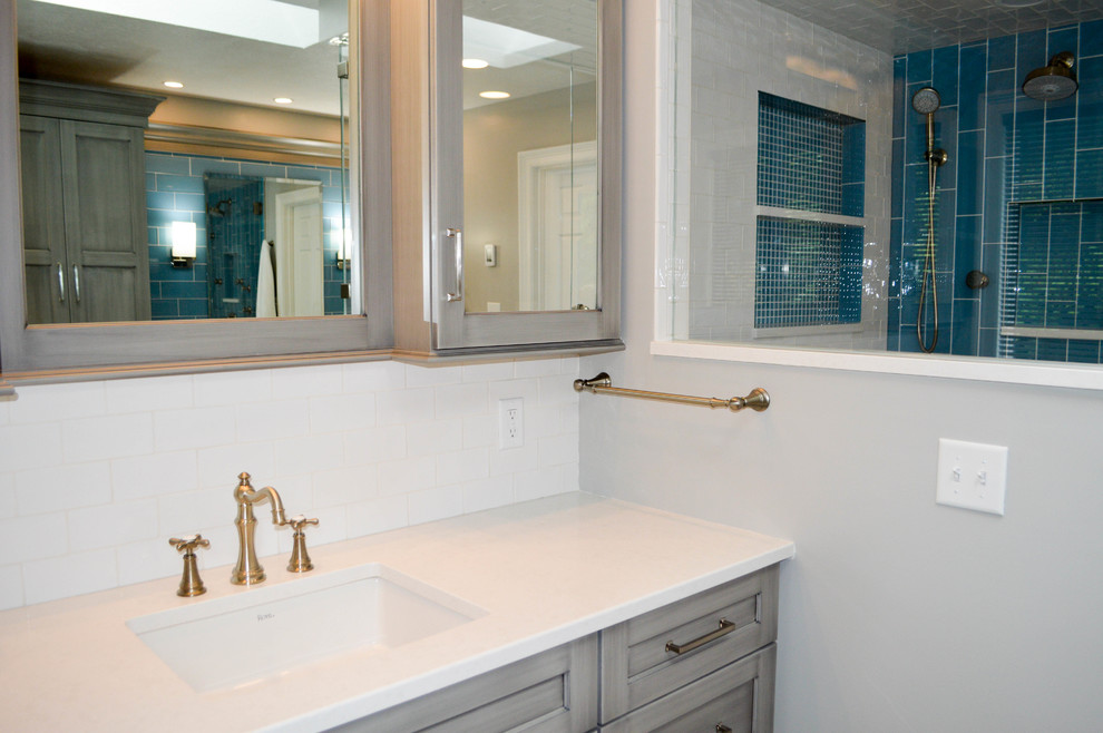 Blue and Gray Master Bathroom Traditional Bathroom Cleveland by