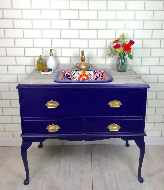 'Blue Dragon' Bathroom Vanity Unit with weathereddriftwood porcelain