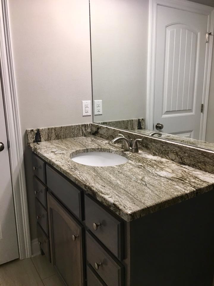 Blue Dunes Granite Install Bathroom Miami by Coastal Stone