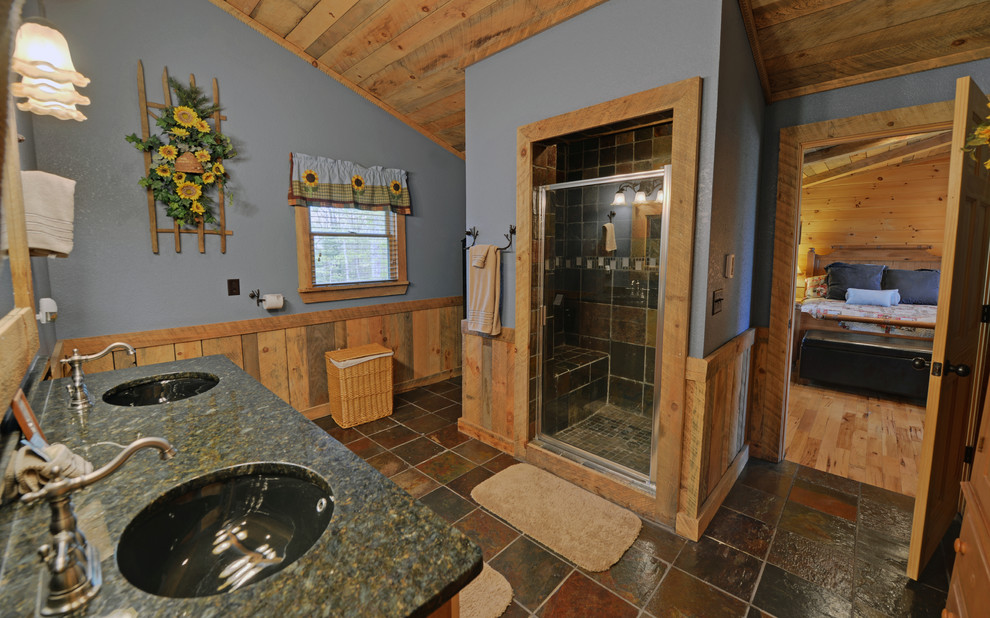 This is an example of a rustic bathroom in Atlanta.
