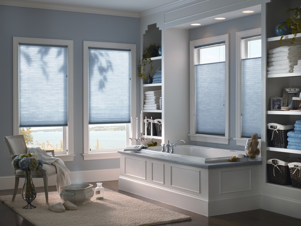 Blue Top-Down Bottom-Up Cellular Shades - Traditional - Bathroom ...