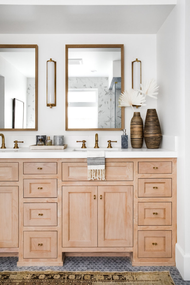 Blue + White Kitchen Transitional Bathroom Los Angeles by B & J