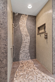 75 photos et idées déco de salles de bain avec un carrelage vert et un sol  en galet - Janvier 2024 | Houzz FR