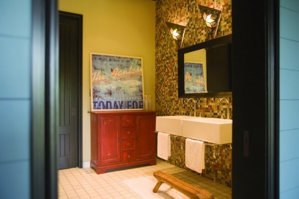 Immagine di una stanza da bagno boho chic