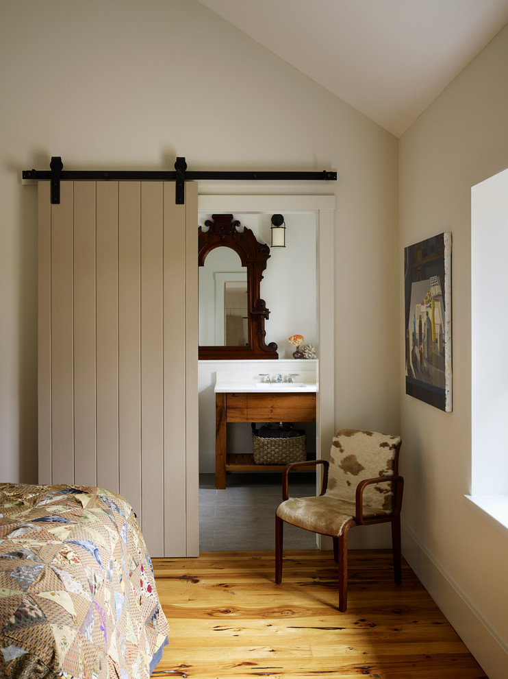 Inspiration for a farmhouse bathroom remodel in Philadelphia with an integrated sink