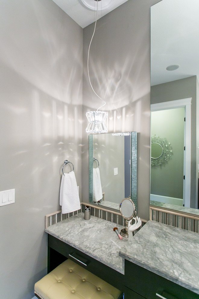 Example of a trendy master bathroom design in Seattle