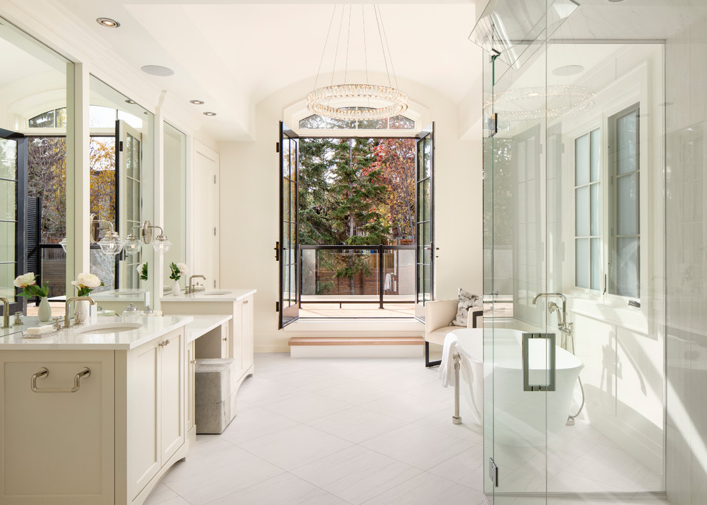 Britannia Modern French French Country Bathroom Calgary by
