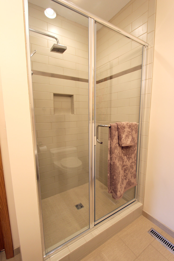Brown Tiled Shower Medina, OH Contemporary Bathroom Cleveland