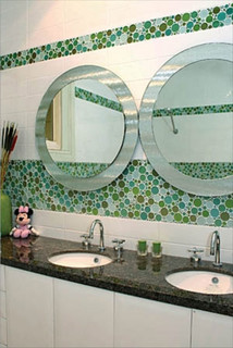 bubble glass tile backsplash