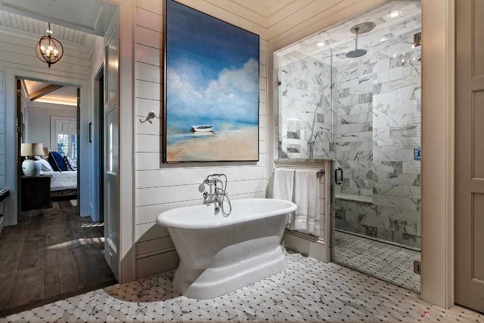 Immagine di una stanza da bagno costiera