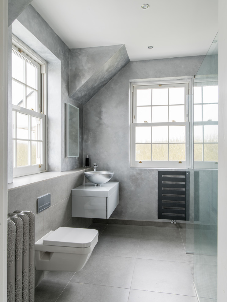 Design ideas for a contemporary bathroom in Kent with an open shower.