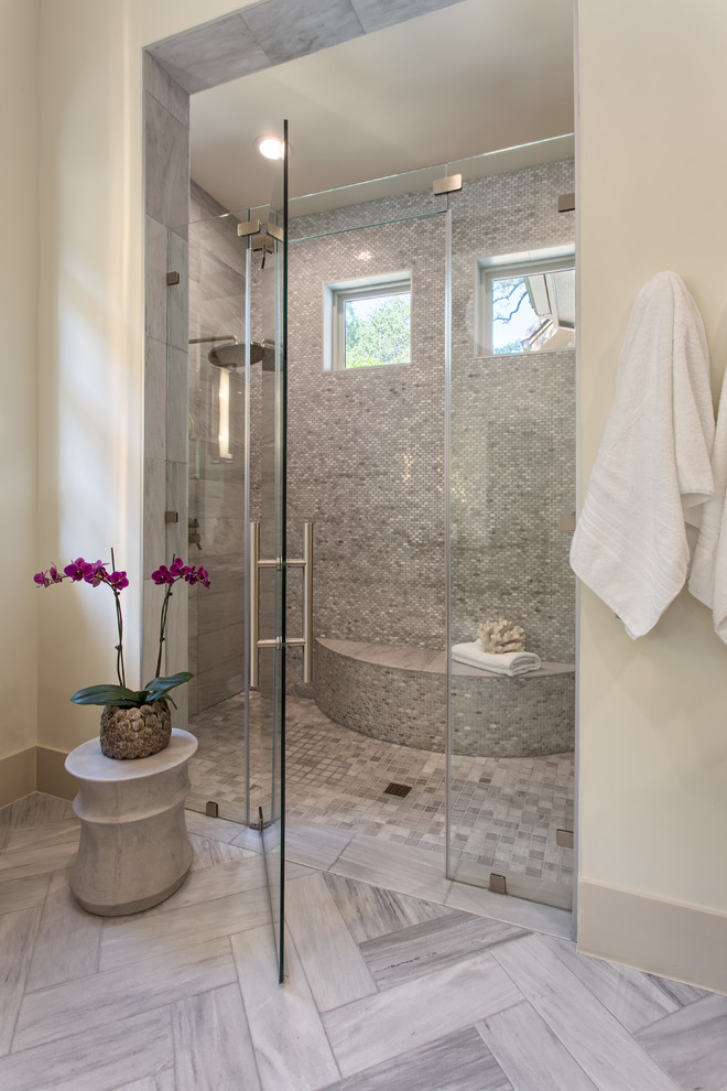 Inspiration for a transitional master bathroom remodel in Austin