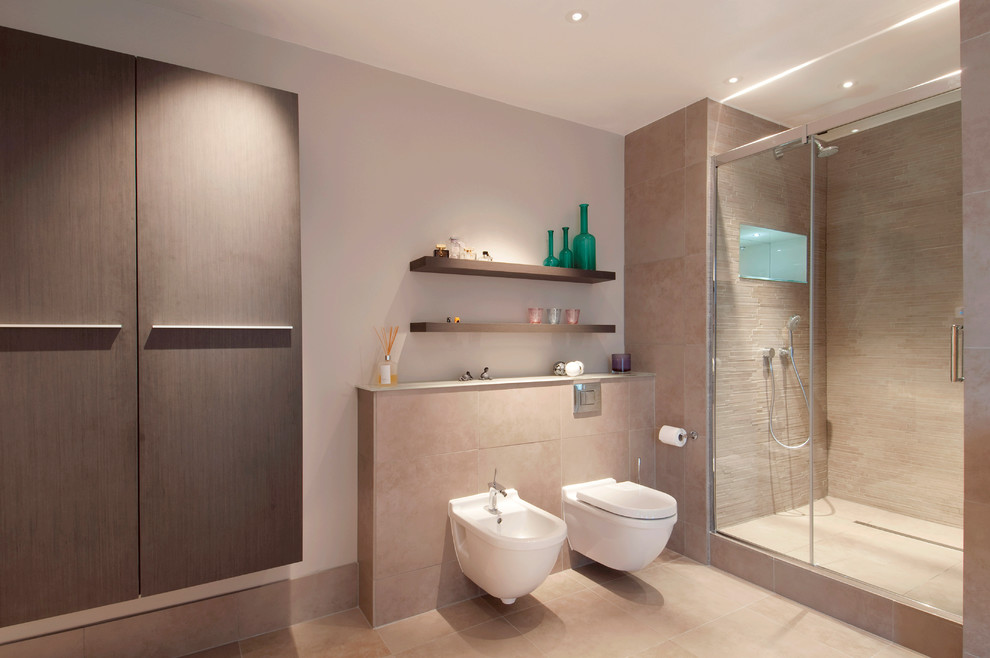 Photo of a contemporary bathroom in London with a bidet.