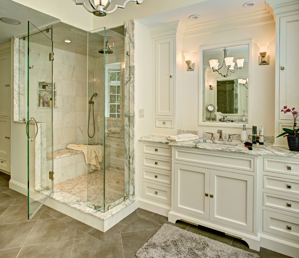 Calacatta Manhattan Marble Bathroom Traditional Bathroom New York By Atlas Marble And Granite Houzz