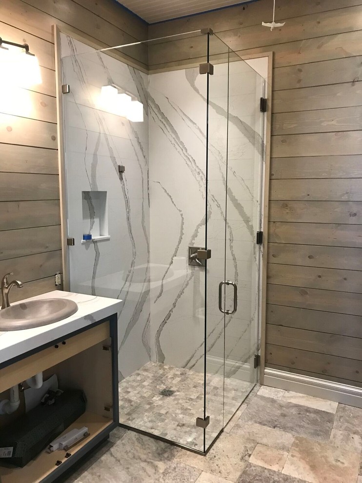 Cambria Quartz Shower Contemporary Bathroom Wichita by Kitchens