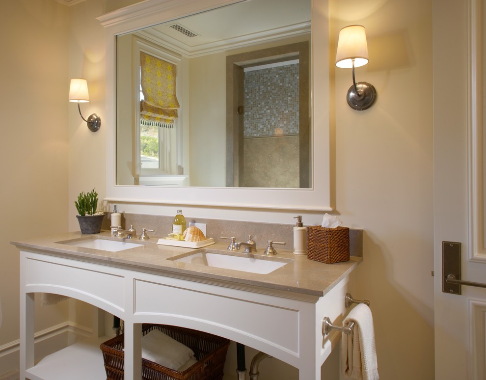 Elegant bathroom photo in Orange County with an undermount sink