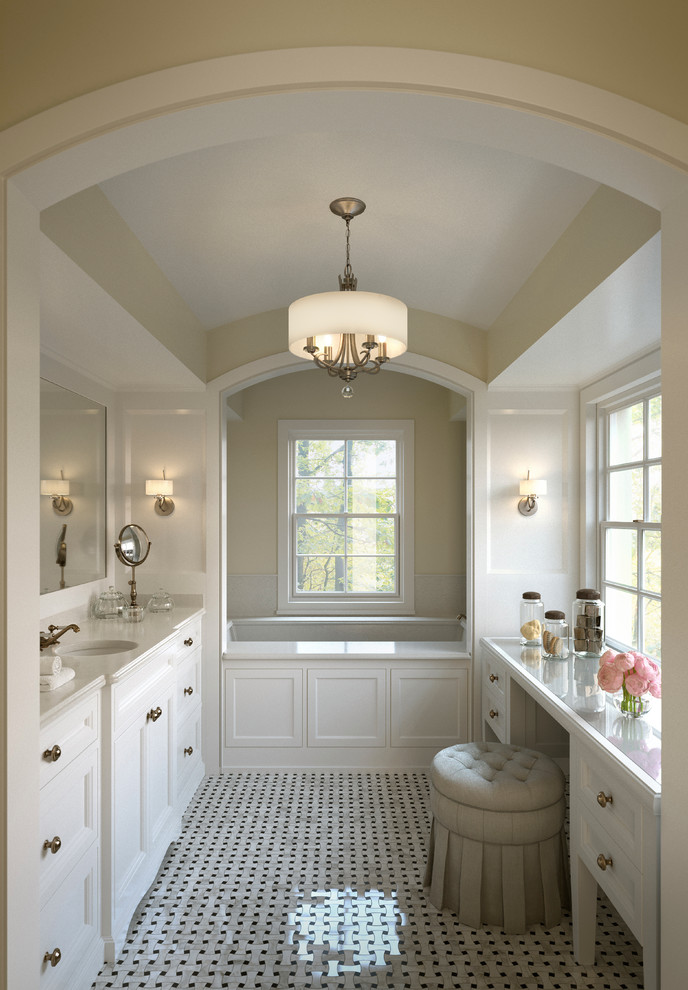 Traditional bathroom in Other with feature lighting.