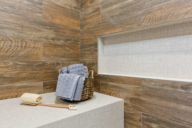 Design ideas for a large traditional ensuite bathroom in San Diego with recessed-panel cabinets.