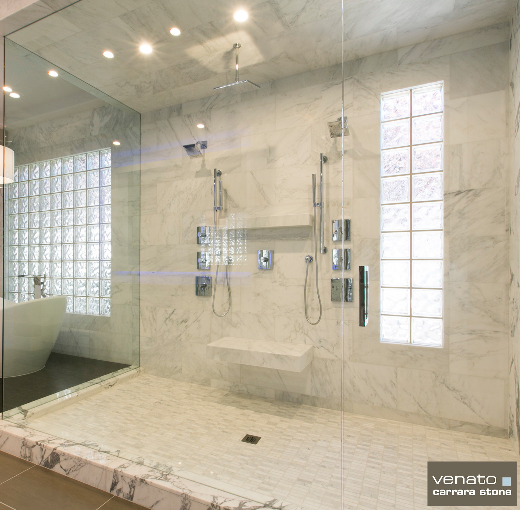 Carrara (Carrera) Marble Bathroom Tile - Contemporary - Bathroom - Las  Vegas - by thebuilderdepot | Houzz