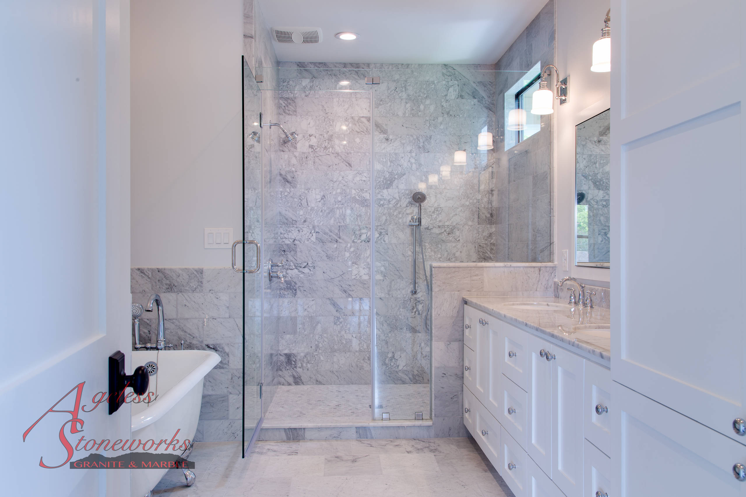 Carrara Marble Master Bath Traditional Bathroom Houston By Ageless Stoneworks Houzz