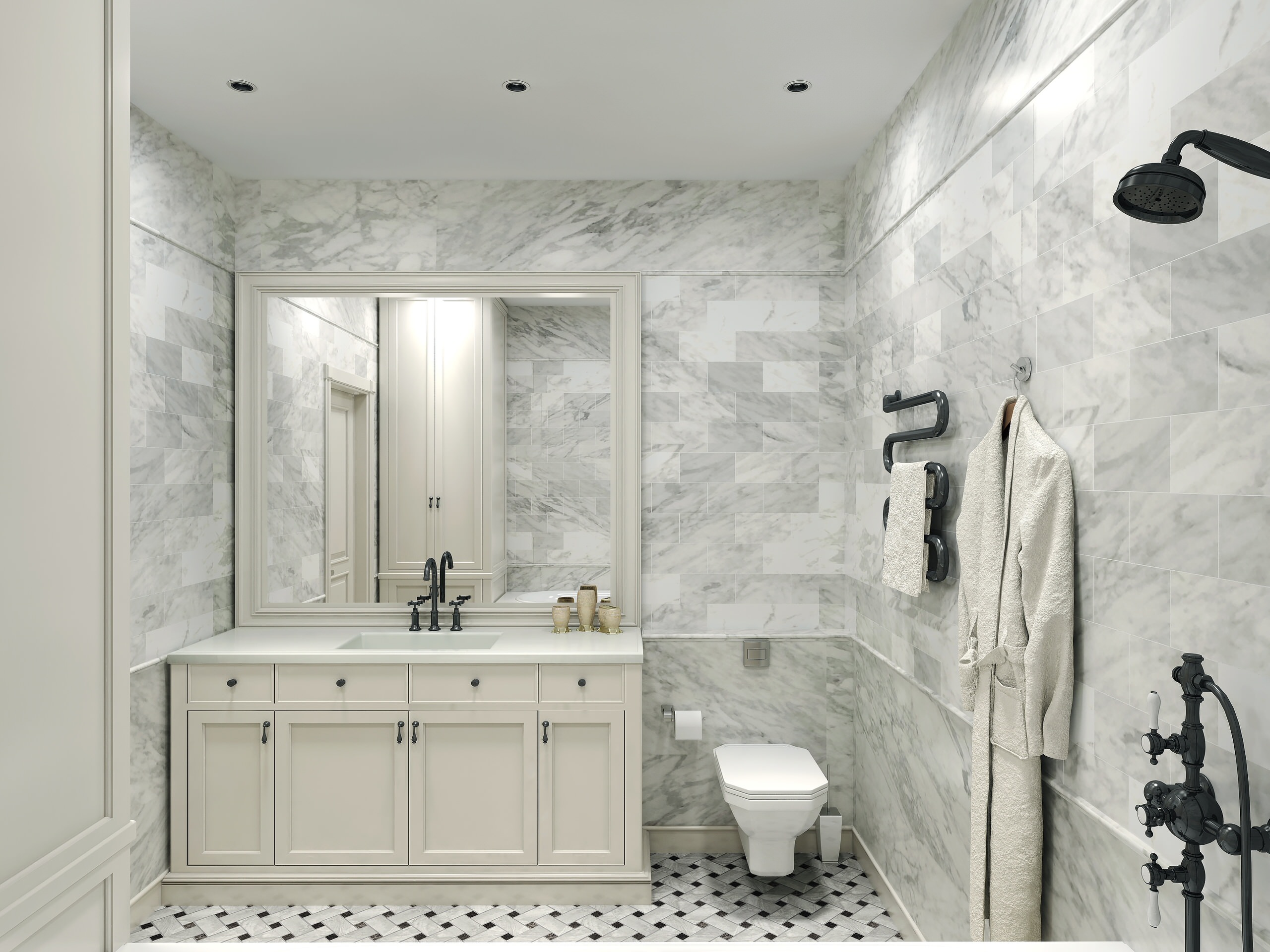 Carrara Marble Tile White Bathroom, White Marble Tile Bathroom Ideas