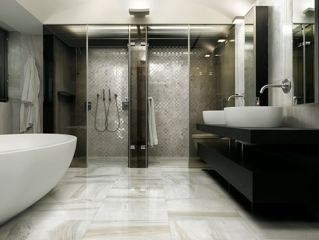 carrera marble bathroom - Contemporary - Bathroom - Other | Houzz