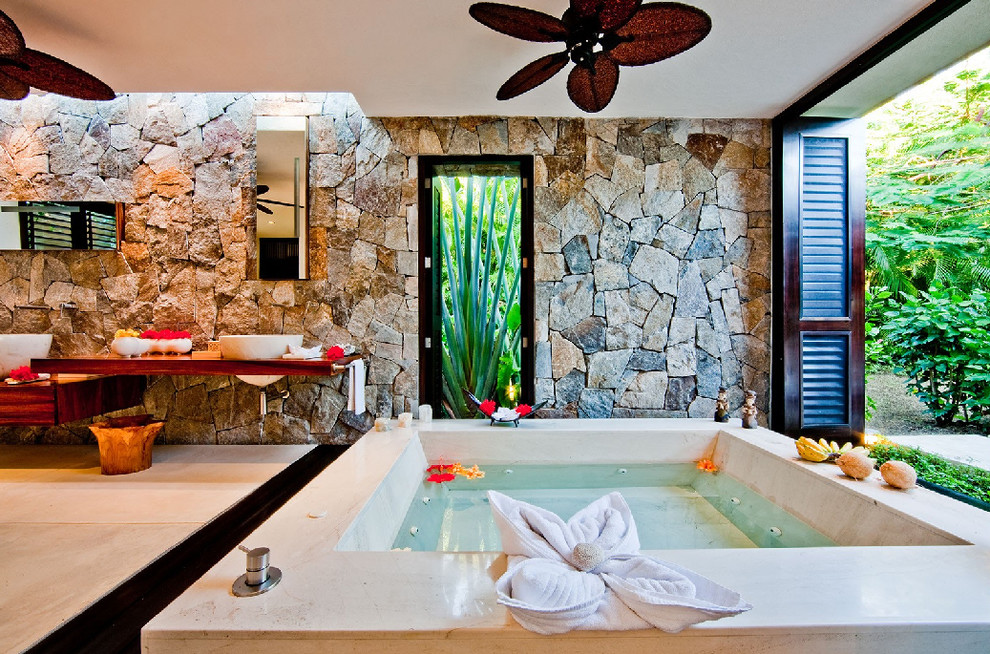 Inspiration for a tropical bathroom remodel in Los Angeles