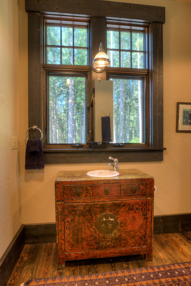 Inspiration for a rustic bathroom remodel in Seattle
