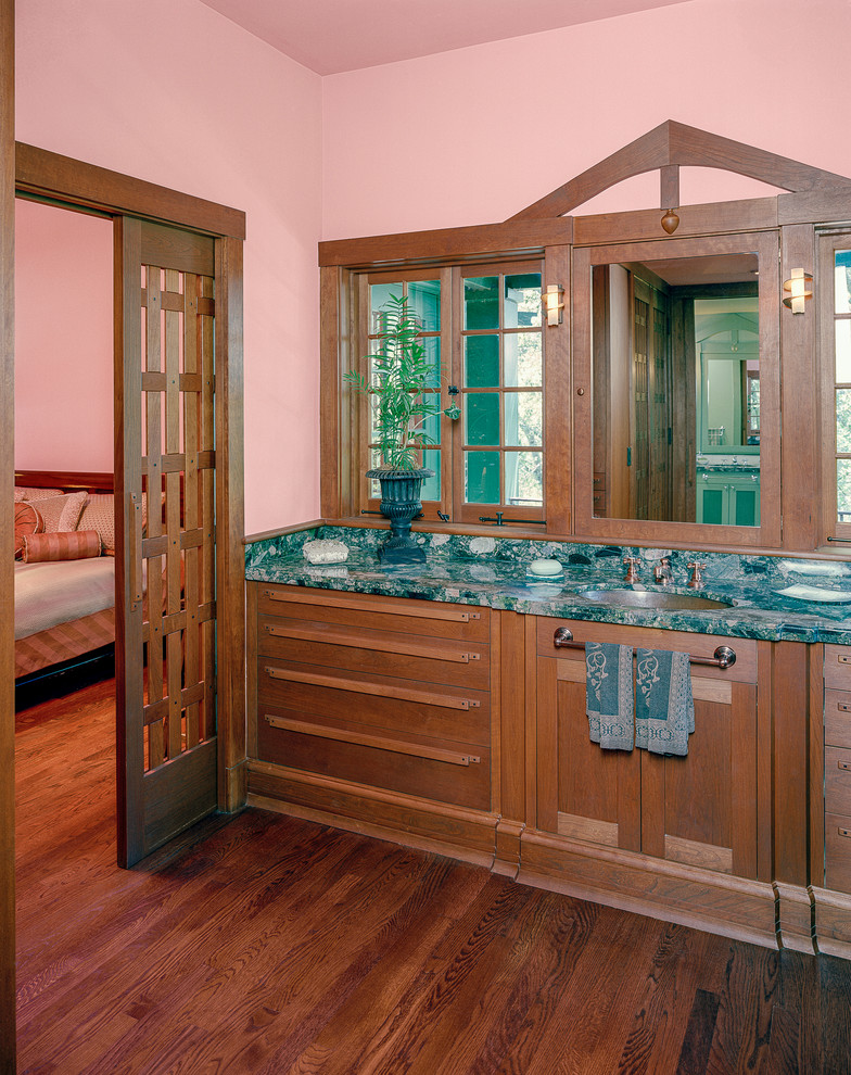 Bathroom - traditional bathroom idea in San Francisco with turquoise countertops