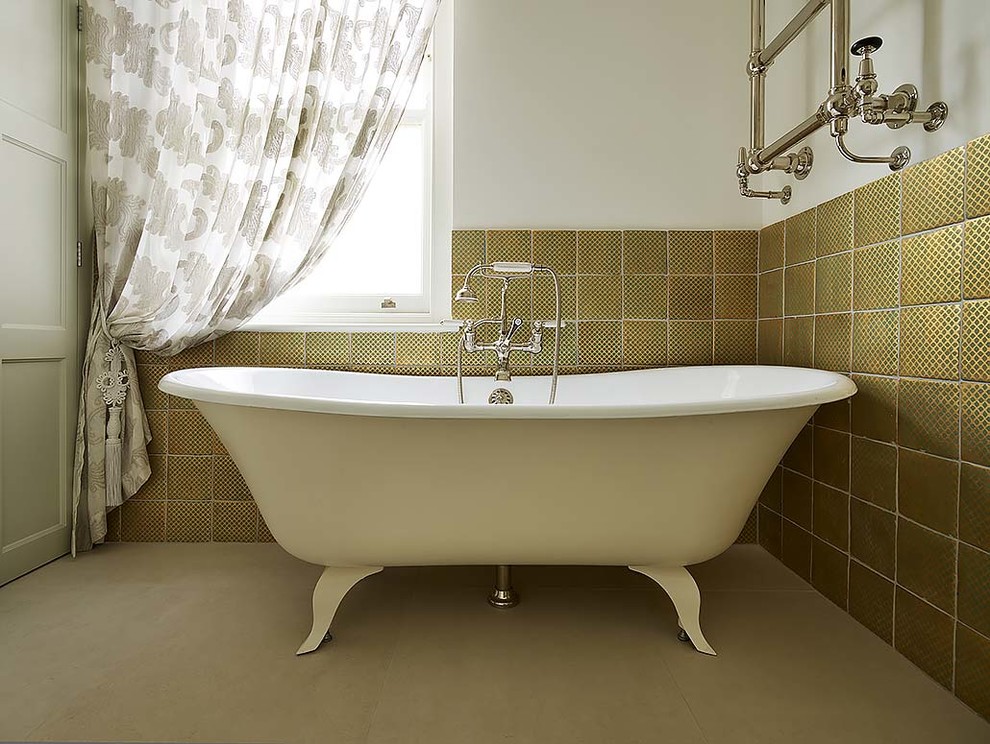 На фото: ванная комната в современном стиле с серой плиткой, белыми стенами, душевой кабиной, врезной раковиной и мраморной столешницей с