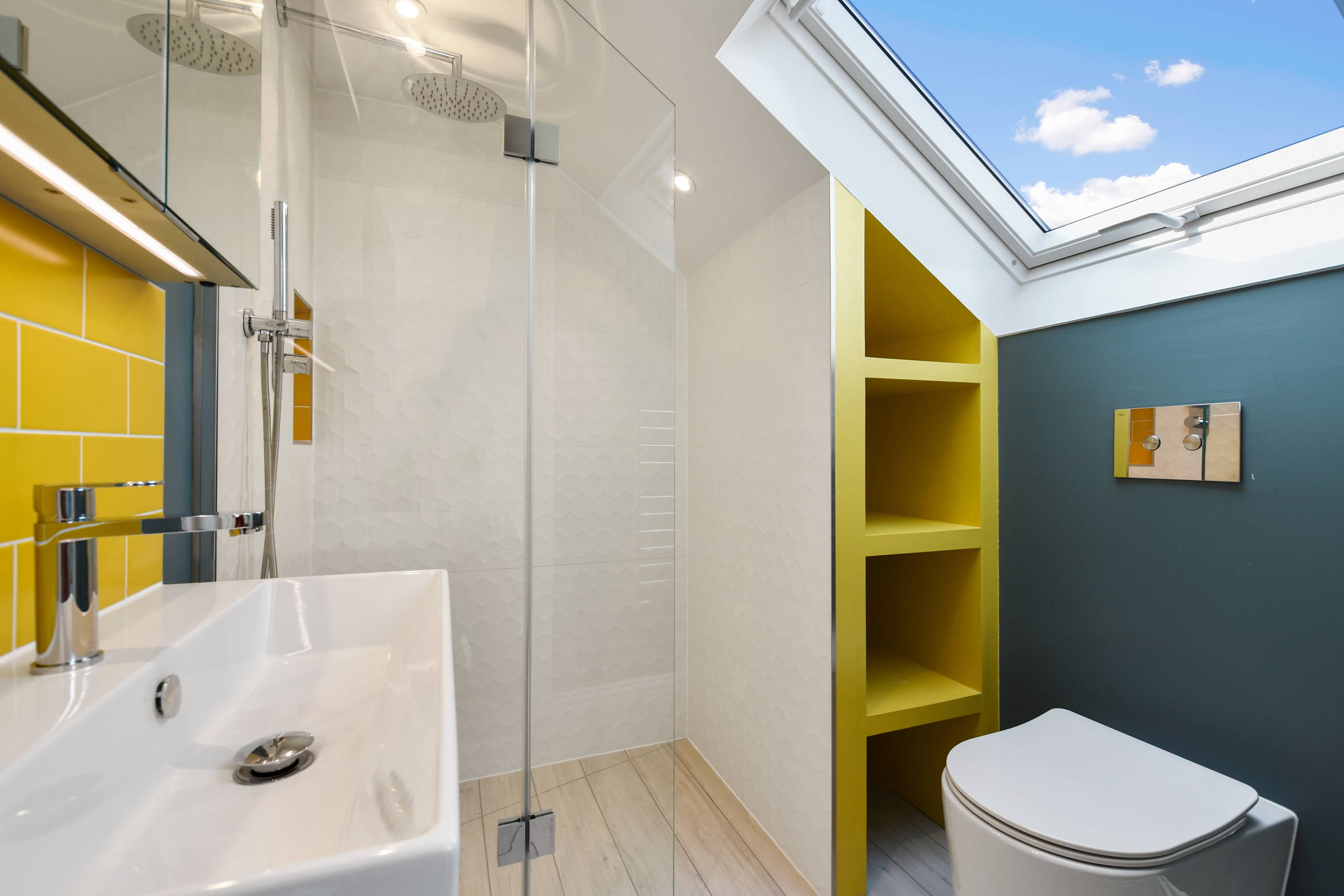 yellow tile bathroom paint colors