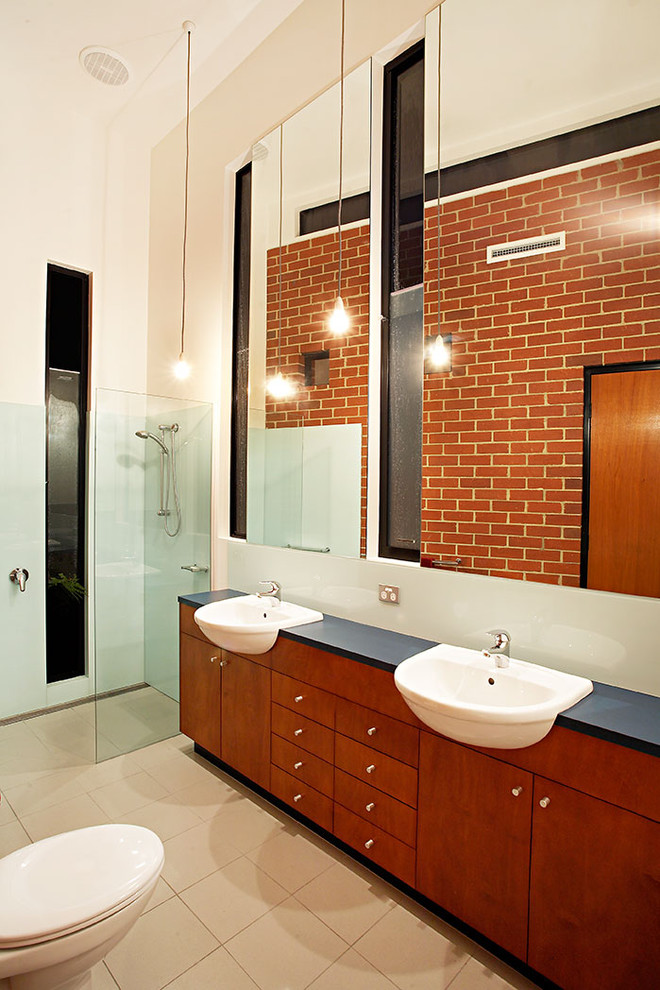 Bathroom - contemporary bathroom idea in Melbourne with a drop-in sink
