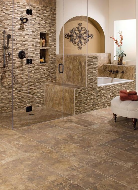 Example of a mid-sized minimalist master travertine floor bathroom design in Other with beige walls and an undermount sink