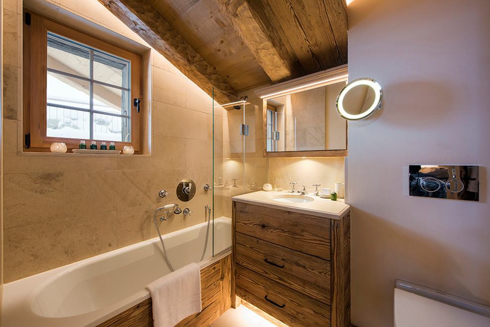 This is an example of a rustic bathroom in London.
