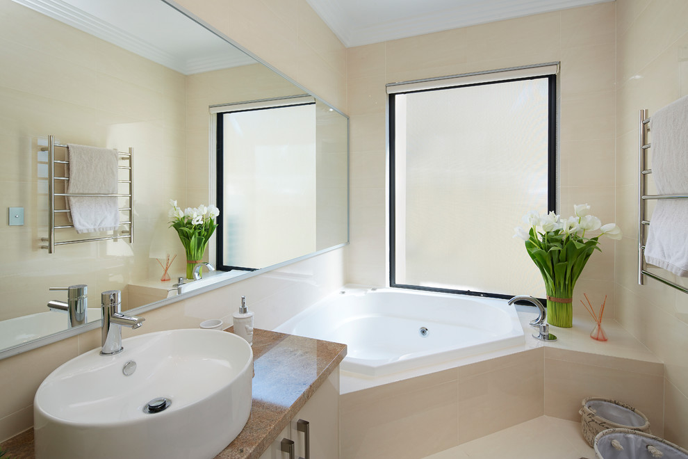 Photo of a medium sized contemporary family bathroom in Perth with beige walls.