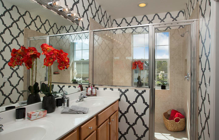 マイアミにあるトランジショナルスタイルのおしゃれな浴室の写真