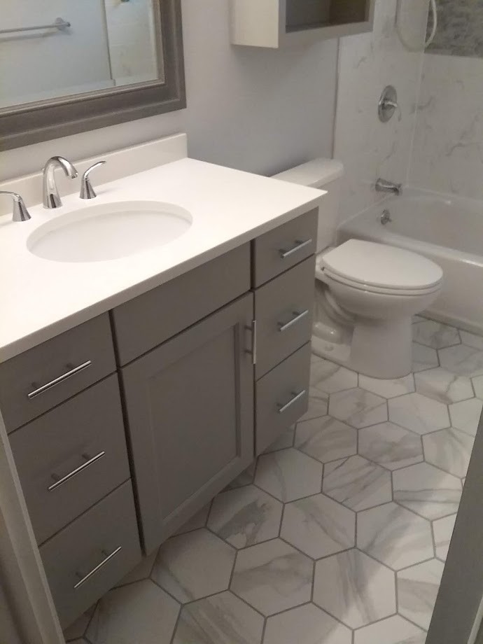 CheektowagaMarbled Bathroom Remodel Contemporary Bathroom New