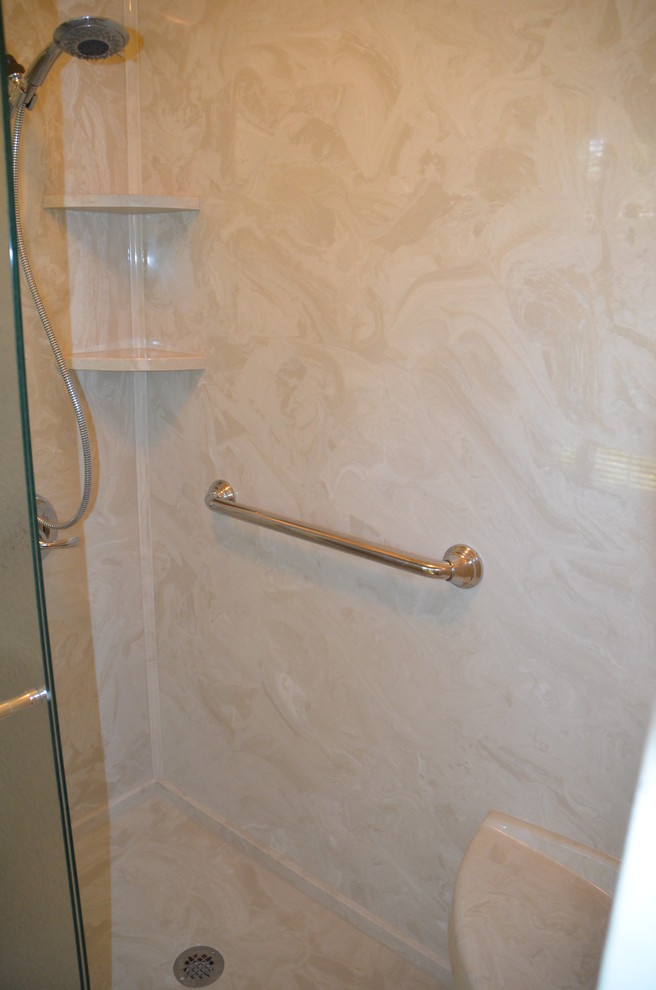 Inspiration for a large timeless alcove shower remodel in Other