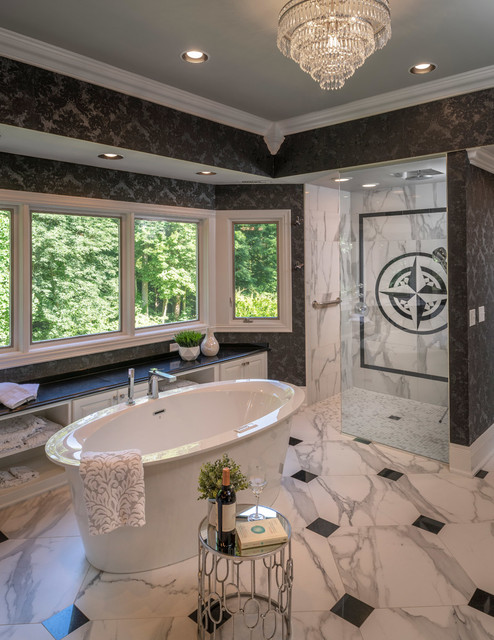 Classic black and white Master Bath Retreat - Traditional - Bathroom ...