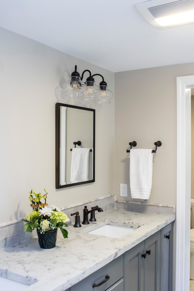 Classic Grey and White Master Bathroom Traditional Bathroom